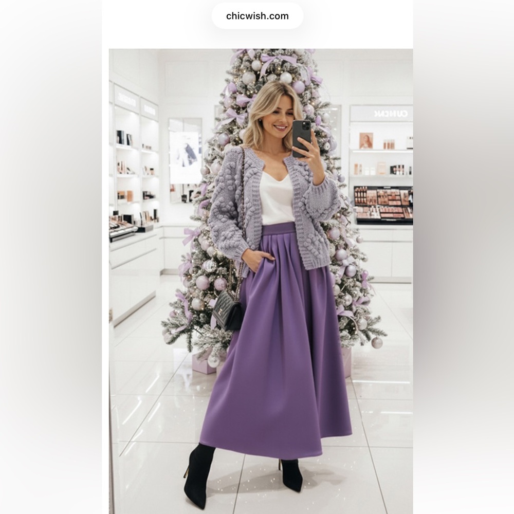 Chicwish popcorn cardigan s-m size, lilac color, new without tag